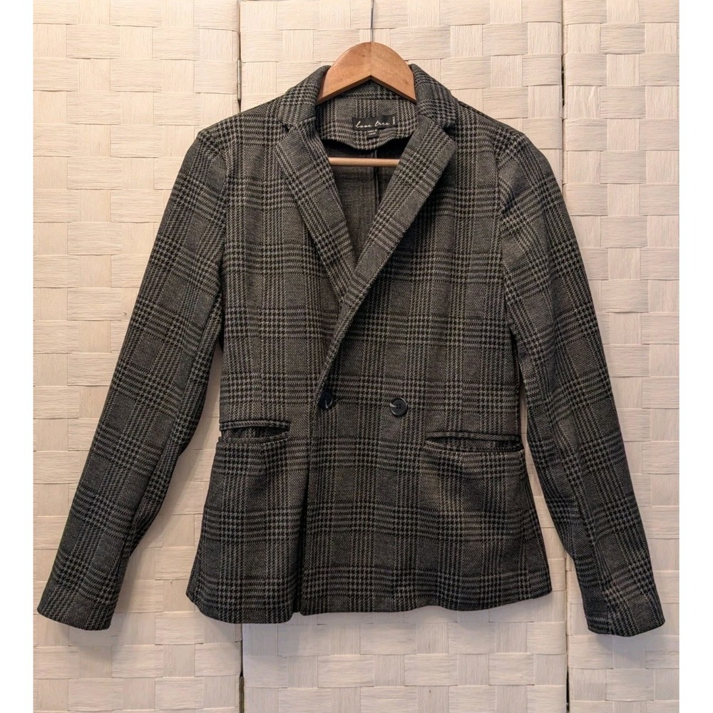 Love Tree‎ Blazer Houndstooth Plaid Jacket Women Office Academic Old Money Sz S - Picture 3 of 14